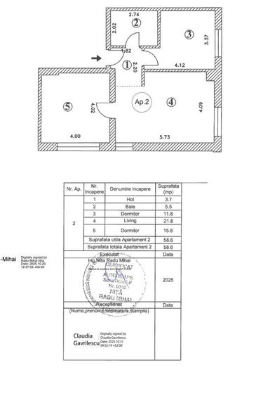 Apartament cu 3 camere în Central