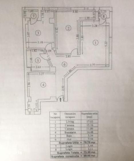 Apartament cu 3 camere decomandat în Dămăroaia