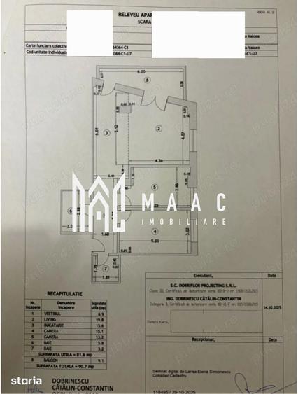 Apartament cu 3 camere decomandat în Central
