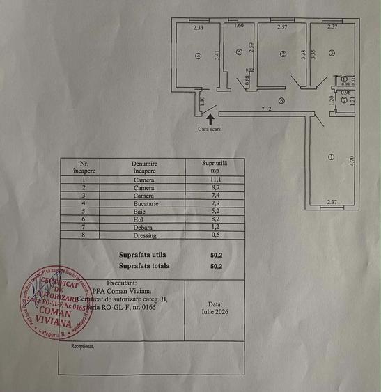 Apartament cu 3 camere decomandat în Micro 40