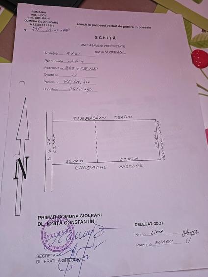 Teren de vanzare sat Izvorani,soseaua principala,comuna Ciolpani - 1