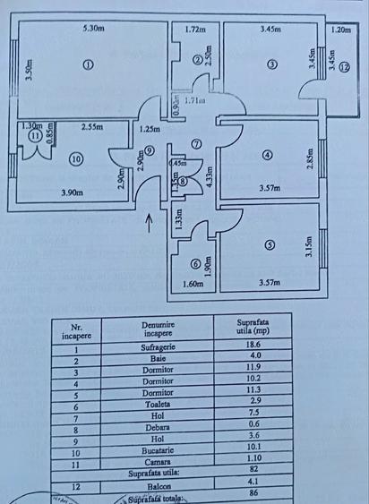 Apartament cu 4 camere decomandat în Central