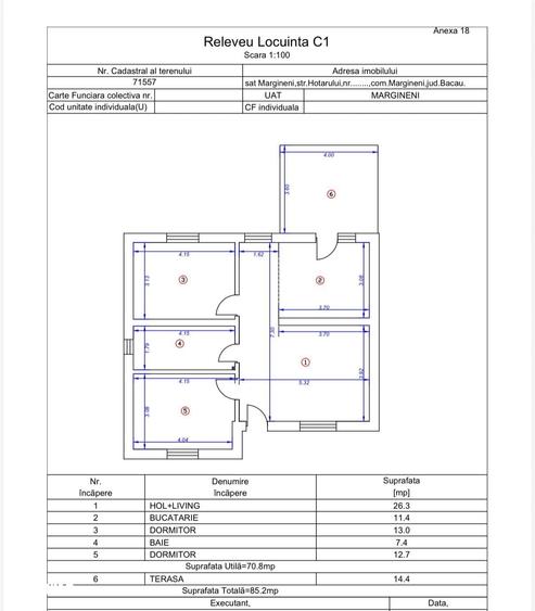 Casă cu 3 camere cu Teren 300 Mp în Central