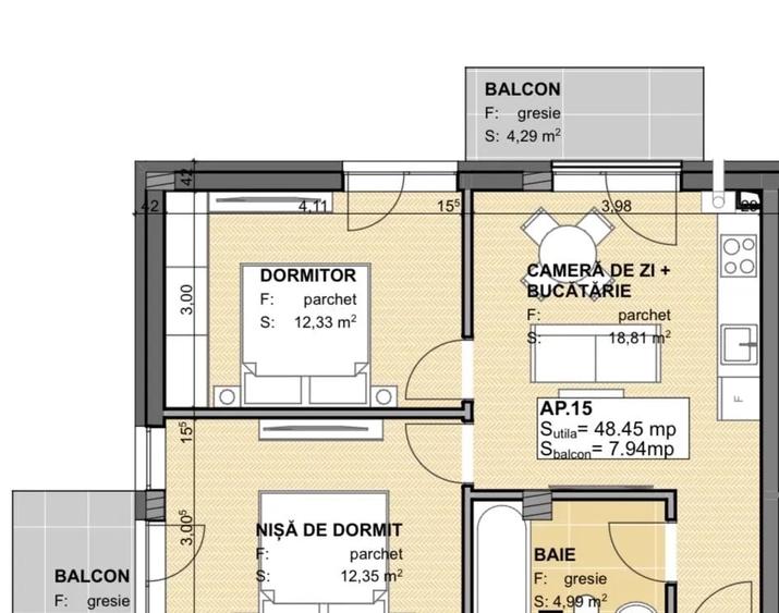 Apartament cu 3 camere semidecomandat, mobilat în Apahida