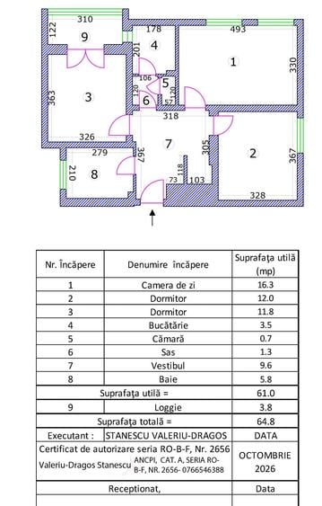 Apartament cu 3 camere decomandat în Ștefan cel Mare