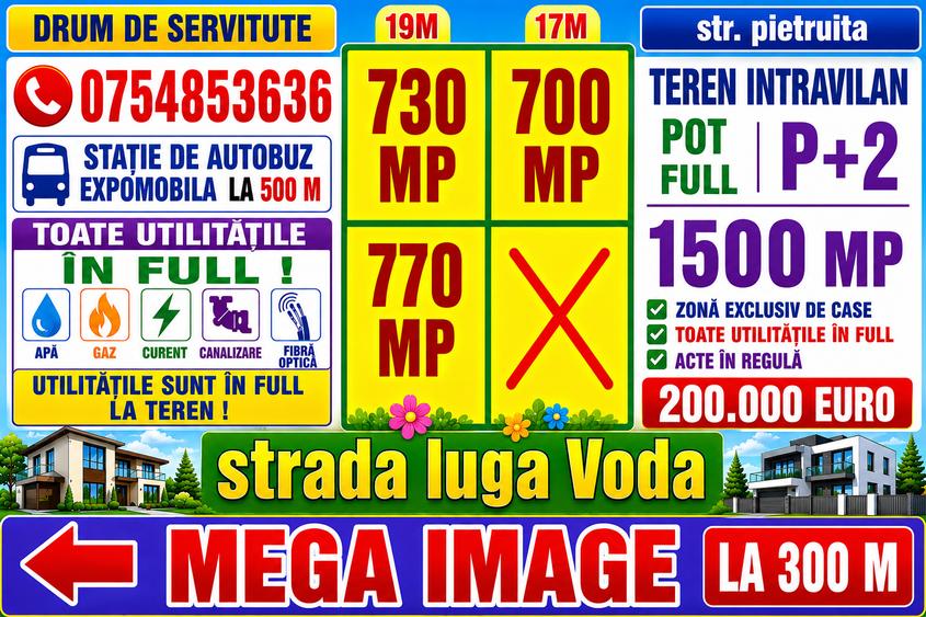 Teren Construcții intravilan de 770 mp, în Cug