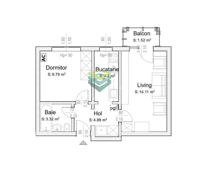 Apartament cu 2 camere semidecomandat în Berceni