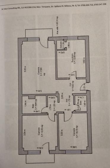 Apartament cu 3 camere decomandat în Soarelui