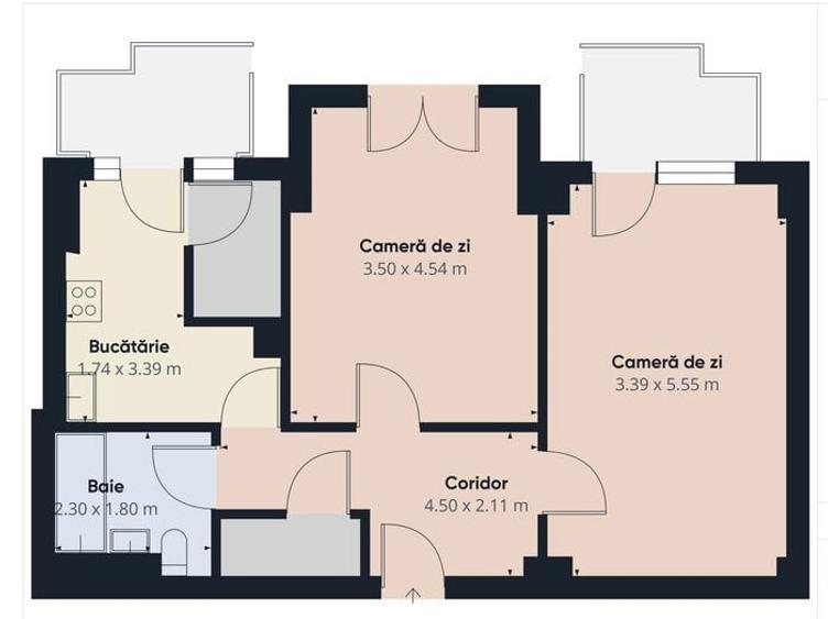Apartament cu 2 camere decomandat, mobilat în P-ța Muncii