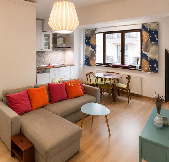 Apartament cu 2 camere semidecomandat, mobilat în Băneasa