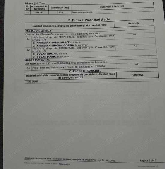 Teren de 3820 mp, în Torontalului