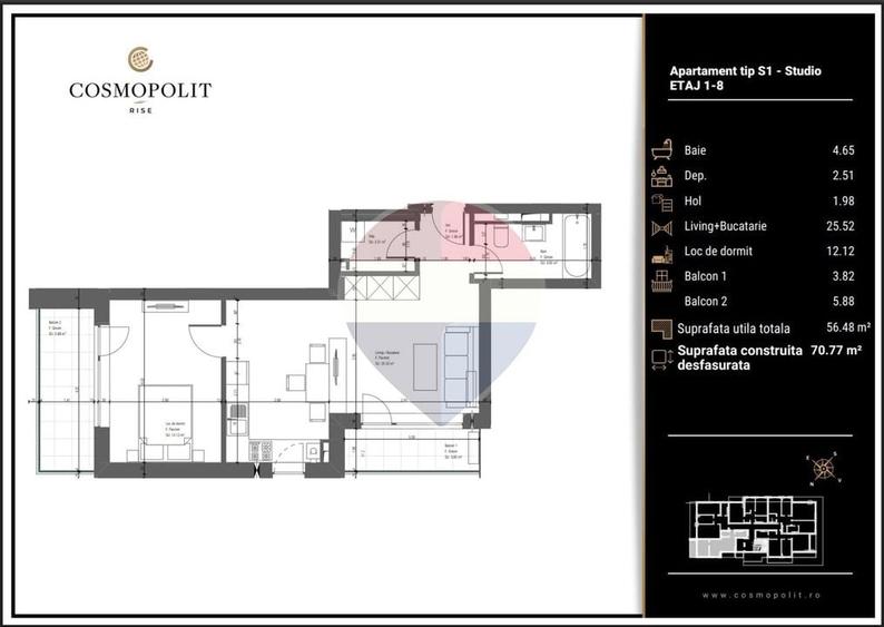 Apartament cu 2 camere decomandat, mobilat în Răcădău