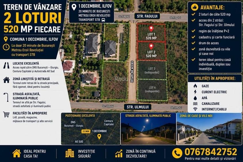 TEREN DE. VANZARE, comuna 1 Decembrie, Ilfov