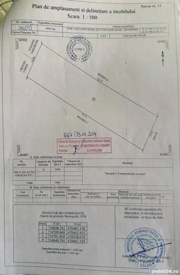 Teren de 1400 mp, în Costache Negri