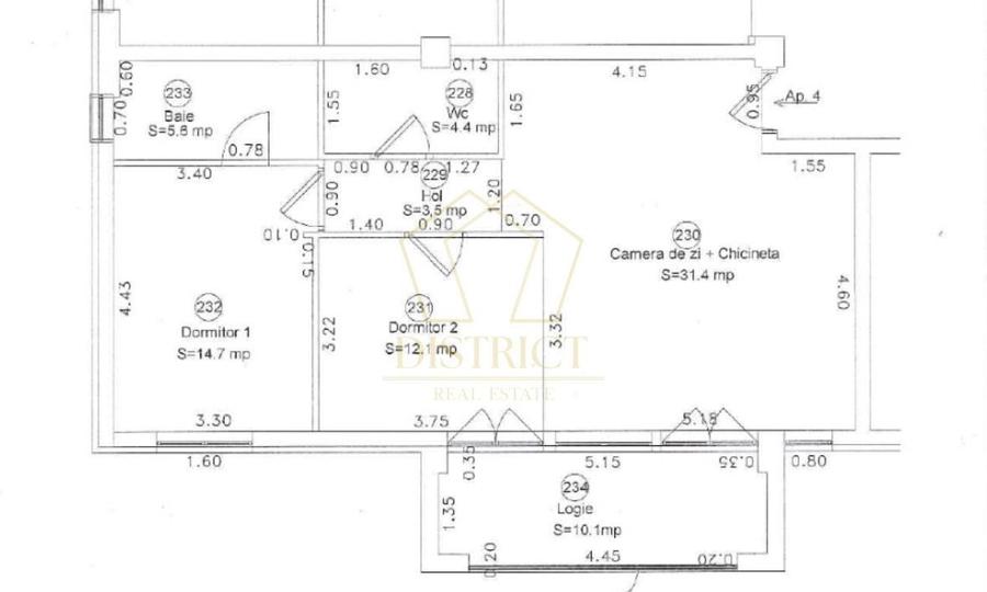Apartament cu 3 camere semidecomandat în Aradului