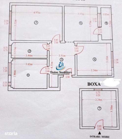 Apartament cu 3 camere decomandat în Est