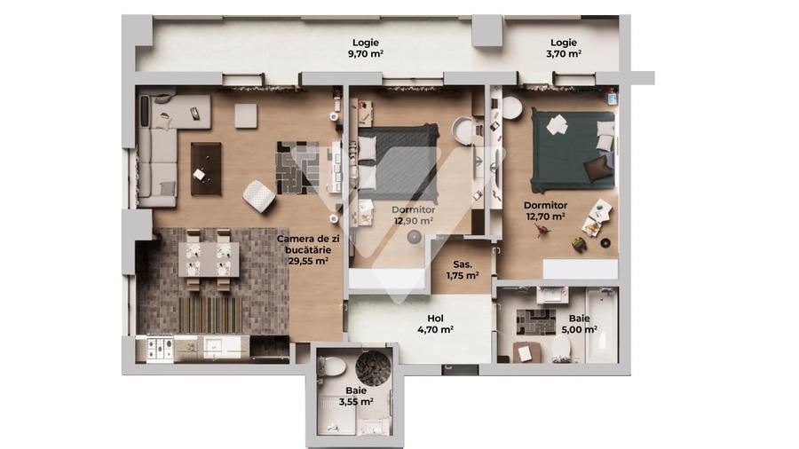 Apartament cu 3 camere decomandat în Periferie