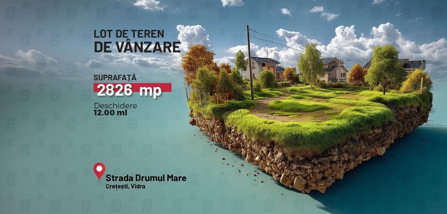 Teren Construcții intravilan de 2826 mp, în Vidra