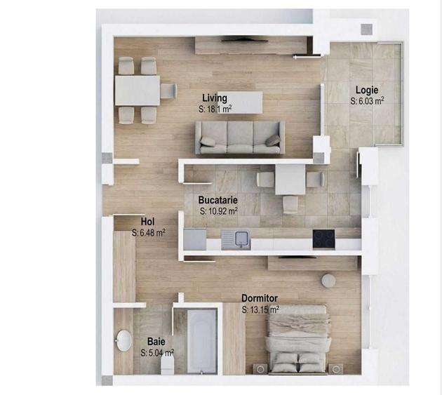 Apartament cu 2 camere decomandat în 1 Decembrie 1918