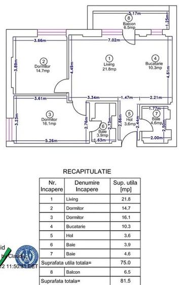 Apartament cu 3 camere semidecomandat, mobilat în Pipera