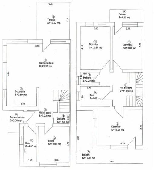 Duplex cu 5 camere cu Canalizare în Central