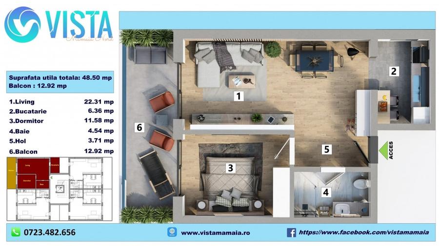 Vista M4 - Apartament cu 2 camere de vanzare in Mamaia Nord finisat la cheie - 5