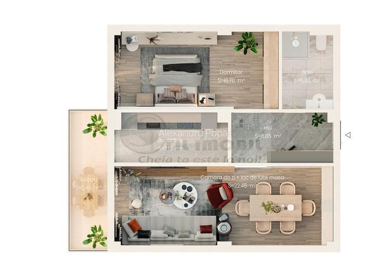 Apartament 2 camere 60mp  - Valea Lupului