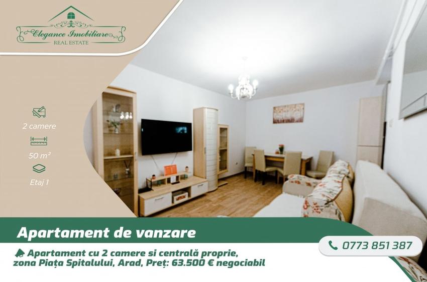 Apartament cu 2 camere si centrala proprie, zona Piata Spitalului, Arad - 1