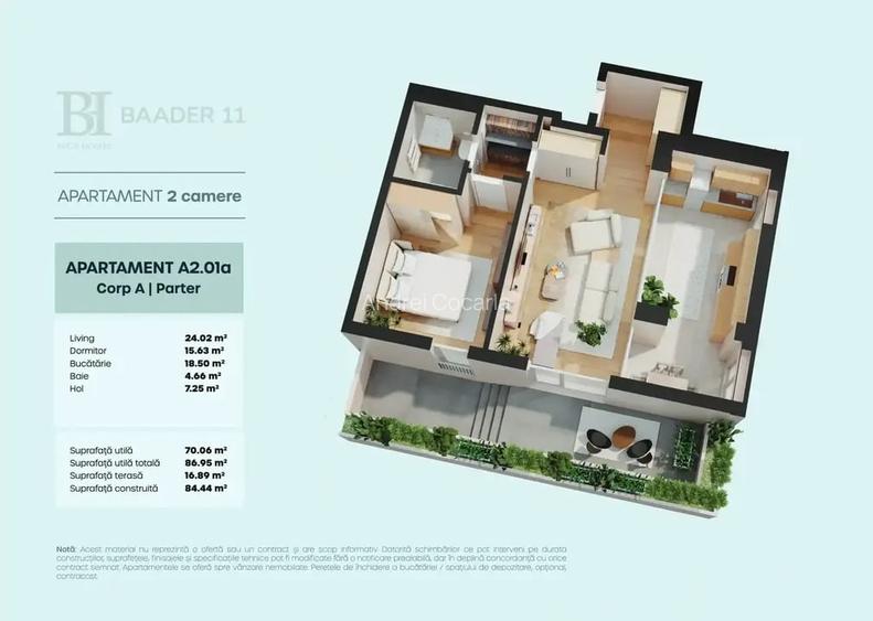 Apartament cu 2 camere si gradina privata Apartament cu 2 camere si gradina privata