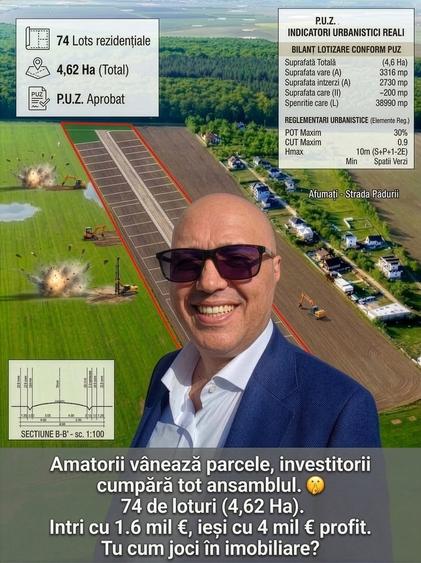 Ilfov Nord-Est Afumati: Teren Lotizat (74p) De Vanzare 46.200 mp PUZ Gata - 1