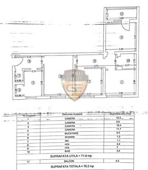 Apartament 4 camere langa parcul Tabacariei , Tomis Nord, 76 mp, balcon 4 mp