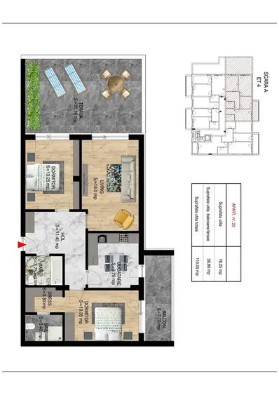 3 Camere cu terasa si dressing Direct Dezvoltator M. Nicolae Teclu - 3