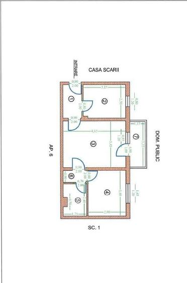 Apartament cu 2 camere semidecomandat în Central