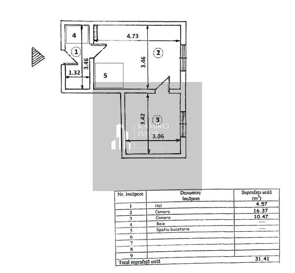 Apartament cu 2 camere semidecomandat, mobilat în Ozana