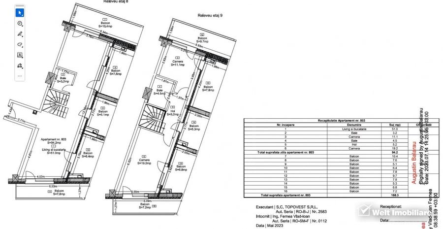 Apartament et 8+9 in Wings, 2 dormitoare, 2 bai, 75mp terase, 2 parcari - 9