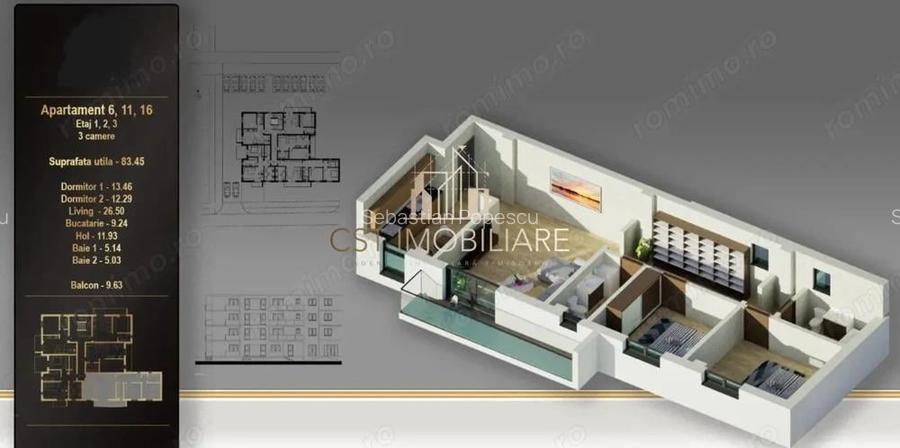 Zona Soarelui / Apartament cu 3 camere / Etaj 1 / Ultrafinisat