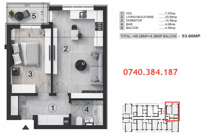 2 camere tip Studio, Metrou Berceni, Bloc Nou, Predare Martie - 8