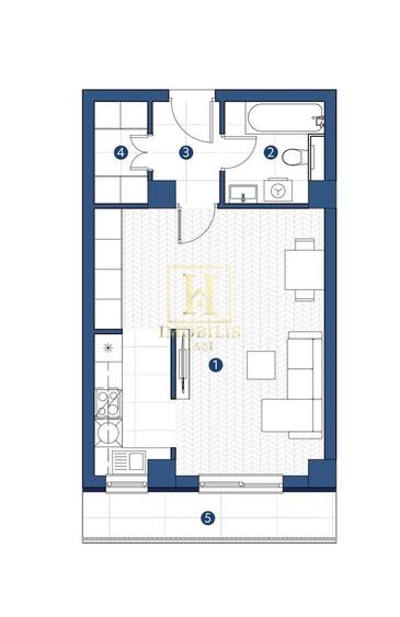 INTABULAT! Ap. 1 camera, 43.61mp, et.1, 87.067euro cu TVA-Galata - 2