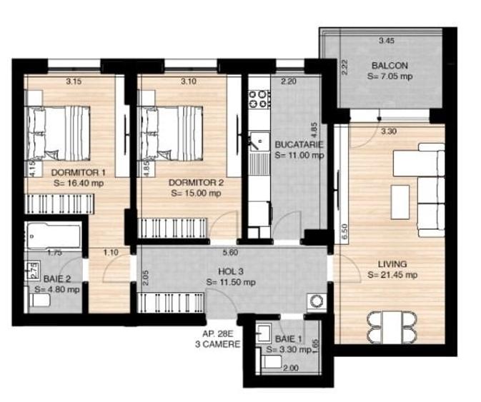 Apartment 3 camere  90mp - 1