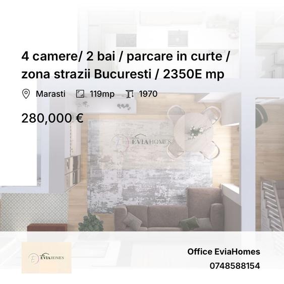 4 camere/ 2 bai / parcare in curte / zona strazii Bucuresti / 2350E mp - 1