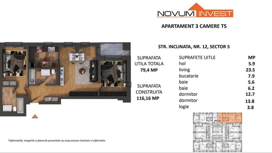 3 camere Novum Viilor Finisaje Premium Incalzire Pardoseala - 9