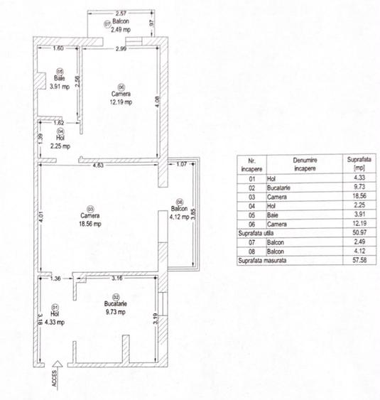Apartament cu 2 camere semidecomandat, mobilat în Aradului