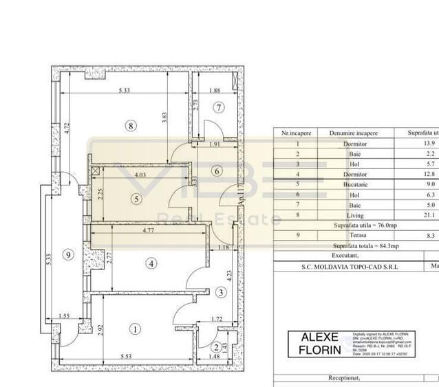 Tatarasi - 84mp -3 camere/2bai- Intabulat Comision 0% - 1