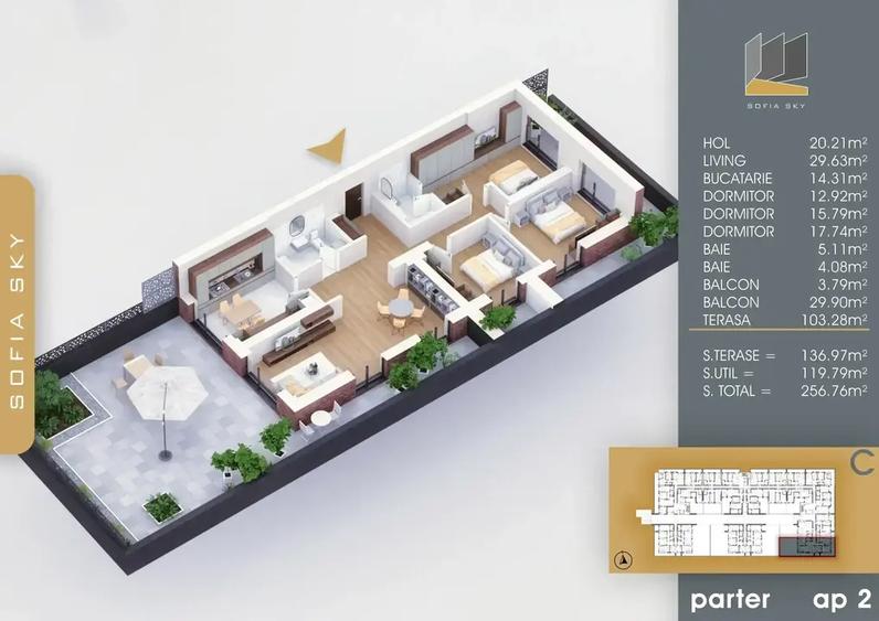 4 camere parter cu terasă spectaculoasă 137 mp - 6