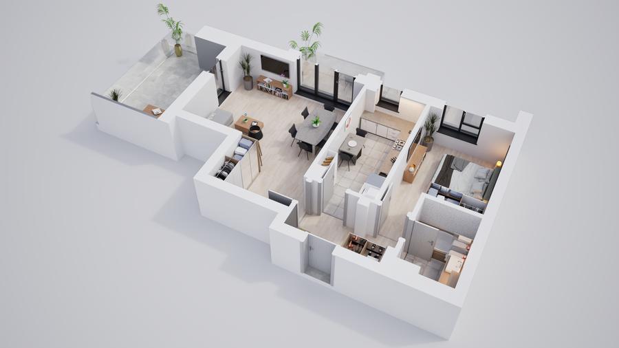 Apartament 2 camere, cartier privat si modern cu incalzire in pardoseala - 2