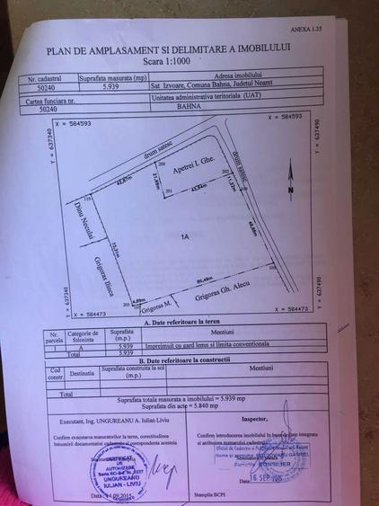 Vand 5940mp ,teren intravilan ,sat Izvoare , com BAHNA ,jud. NEAMT - 1