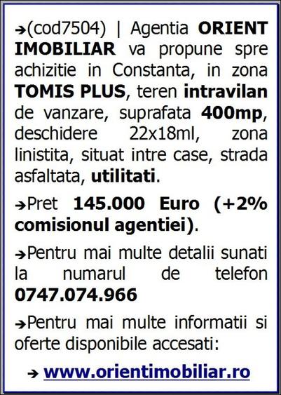 Tomis Plus, teren intravilan 400mp de vanzare - 2