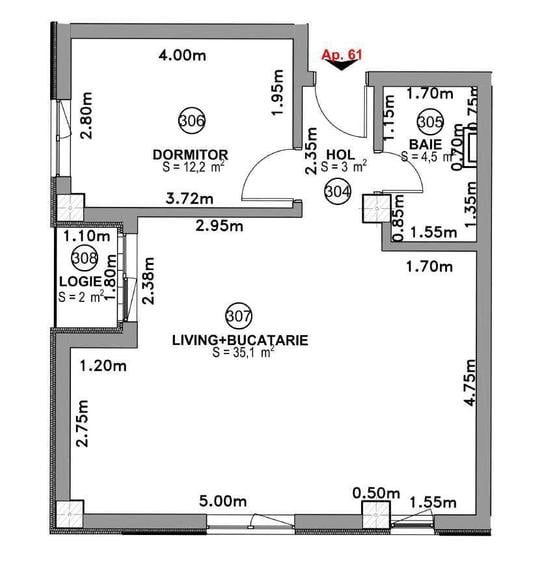 Apartament - finisat - 2 camere - Timisoara - 57mp - 3