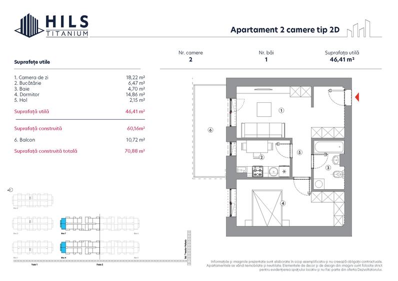 Apartament 2 camere  HILS Titanium faza 2 | Tip 2D | - 2