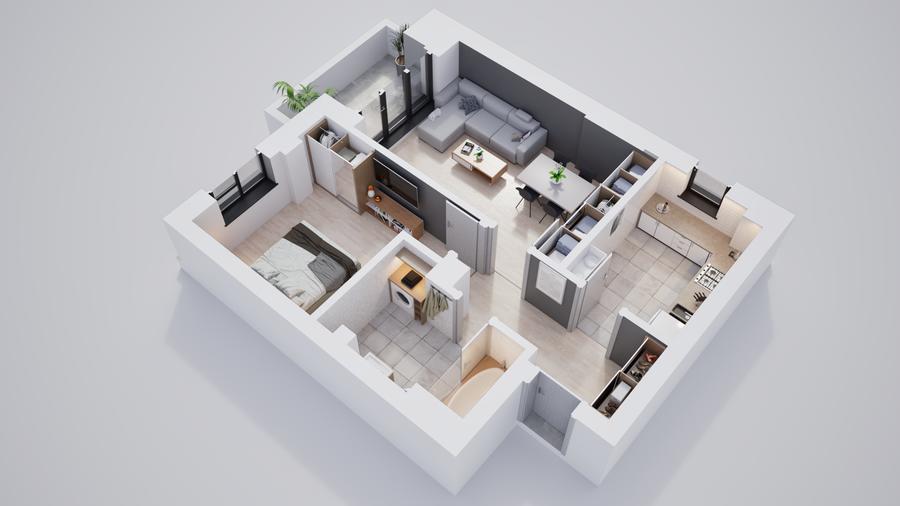 Apartament 2 camere, incalzire in pardoseala, ansamblu nou - 3